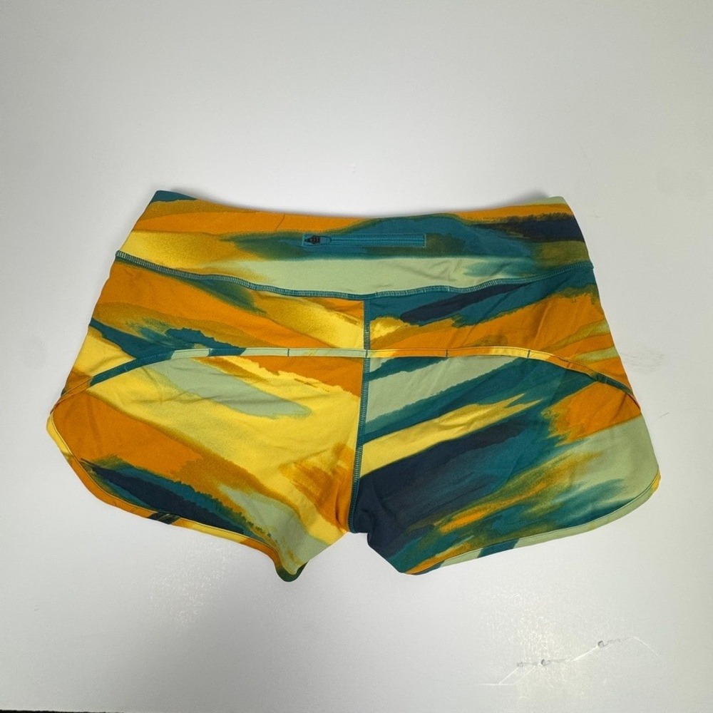 Smartwool Merino Sport Lined Shorts Womens Medium Orange Teal Abstract SW016604 - Picture 5 of 7